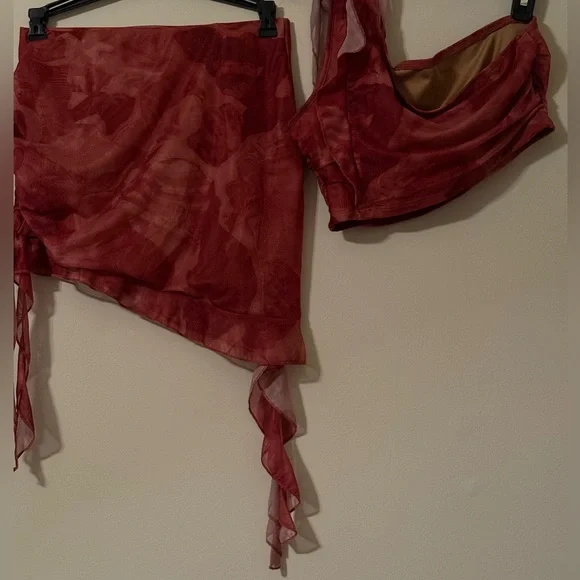 SHEIN Pink Mesh Two Piece Set - Picture 2 of 6